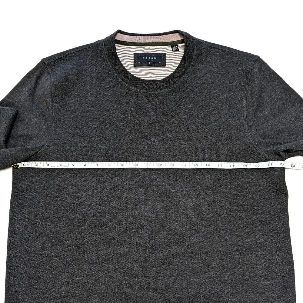 Ted Baker London Tricks Slim Fit Quilted Jersey Sweater Dark Gray Size US Large